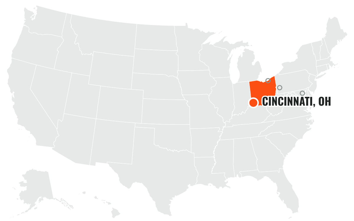 シンシナティ・ベンガルズの本拠地の位置(Ohio)