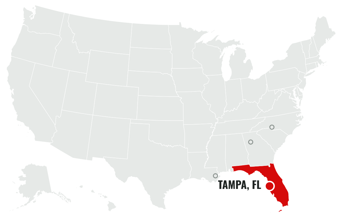 タンパベイ・バッカニアーズの本拠地の位置(Florida)