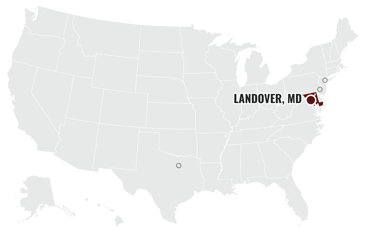 ワシントン・コマンダースの本拠地の位置(Maryland)