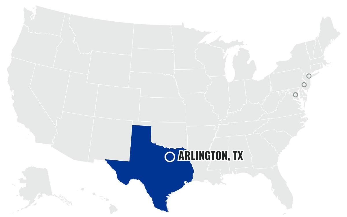 ダラス・カウボーイズの本拠地の位置（Texas）
