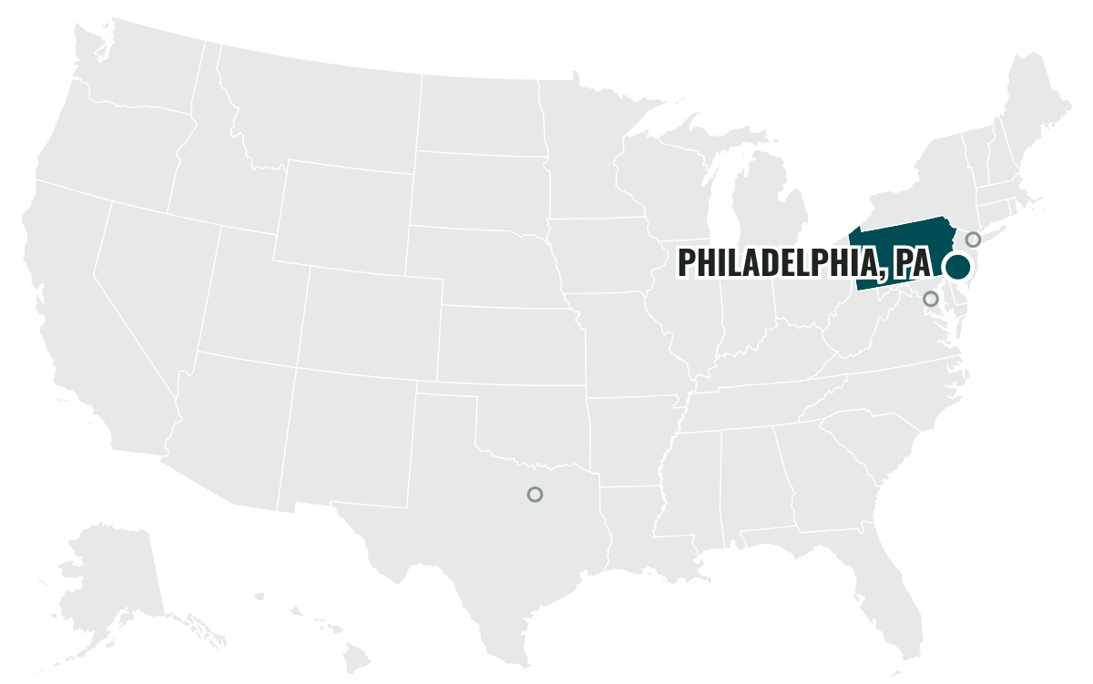 フィラデルフィア・イーグルスの本拠地の位置(Pennsylvania)