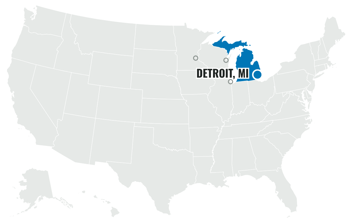 デトロイト・ライオンズの本拠地の位置(Michigan)