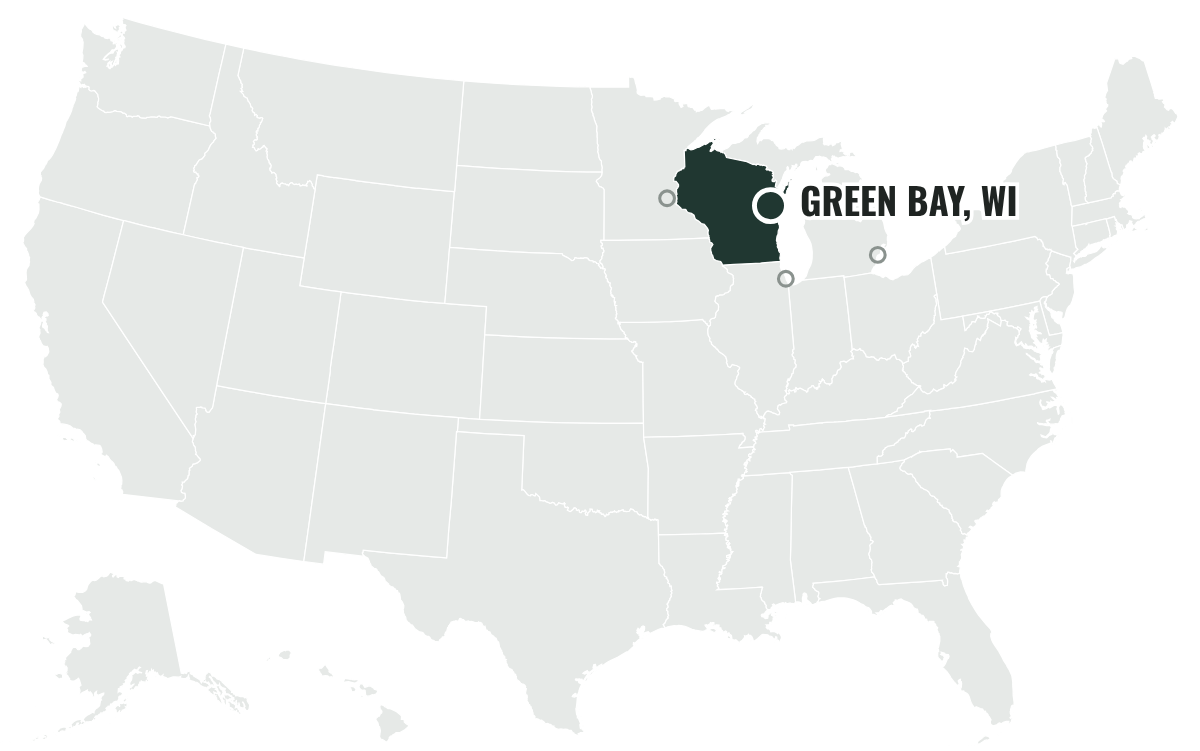 グリーンベイ・パッカーズの本拠地の位置(Wisconsin)