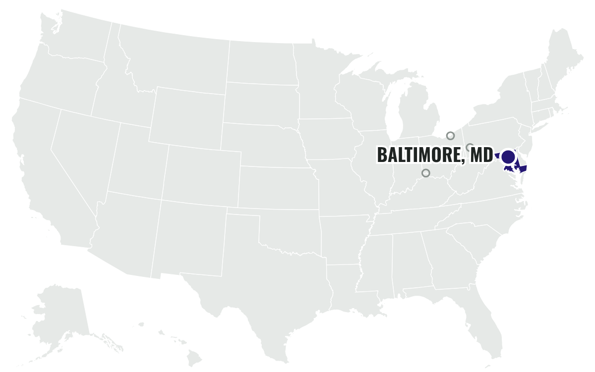 ボルチモア・レイブンズの本拠地の位置（Maryland）