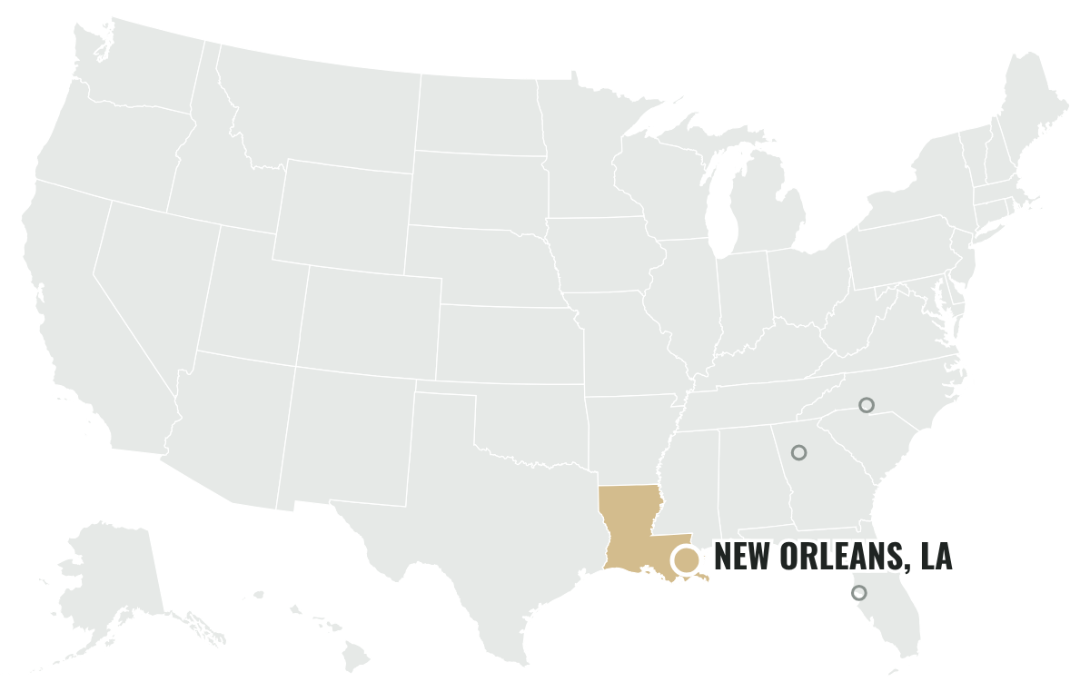 ニューオーリンズ・セインツの本拠地の位置(Louisiana)